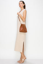 Load image into Gallery viewer, &lt;b&gt;Darlene&lt;/b&gt;&lt;br&gt; &lt;p&gt;&lt;font size=“3px”&gt; Cognac Leather Drawstring With Bow&lt;/font&gt;&lt;/p&gt;
