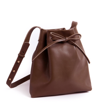 Load image into Gallery viewer, &lt;b&gt;Darlene&lt;/b&gt;&lt;br&gt; &lt;p&gt;&lt;font size=“3px”&gt;Brown Leather Drawstring With Bow&lt;/font&gt;&lt;/p&gt;

